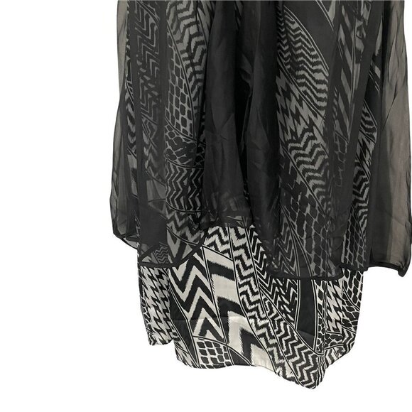 Jerry T New York Dress Black White Geometric Sheer Overlay - Picture 4 of 6